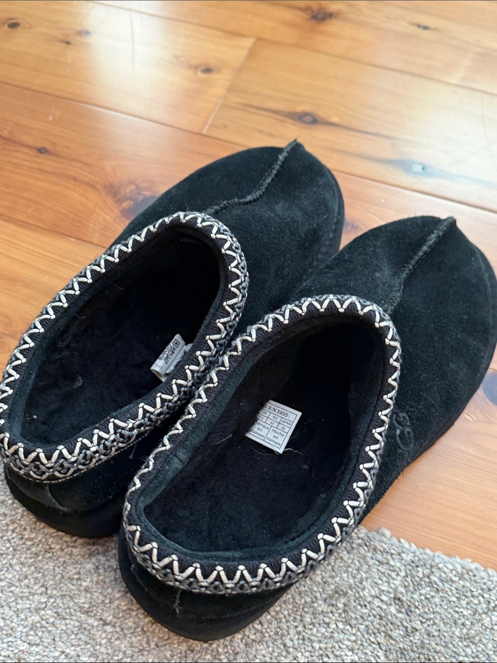 UGG Black Tasman size 9 Suede Slip-On Clog with Contrast Woven Collar - Picture 9 of 16
